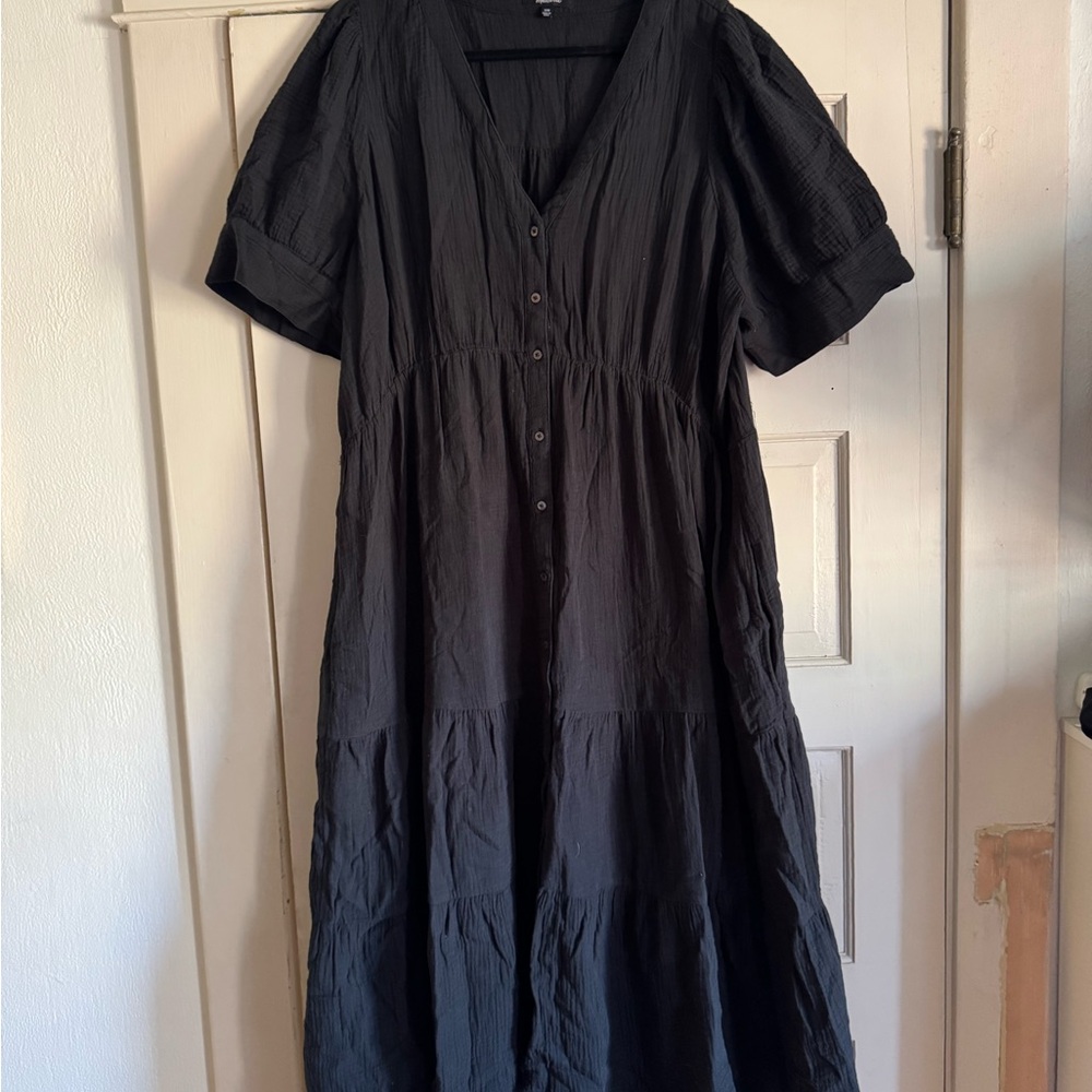 Madewell Black Maxi Dress with Button Detail